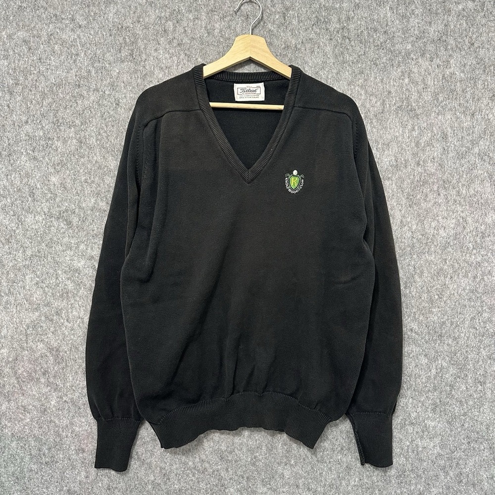 Titleist Collection Golf Sweater Black V-Neck Cotton XXL Knollwood‎ Club FADED